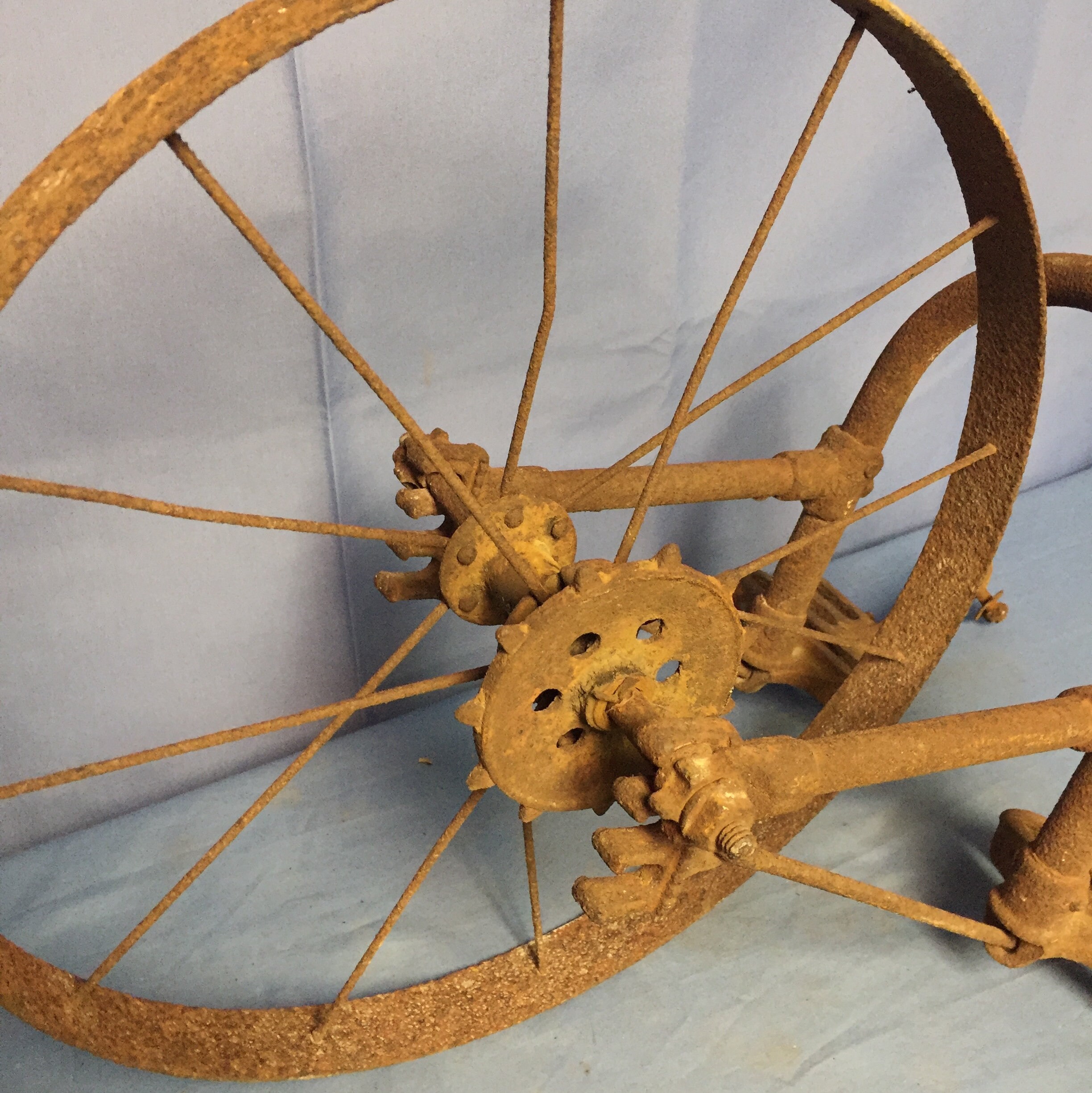 Antique IRON AGE Steel Spoke Wheel Farm Corn Seeder, Cultivator