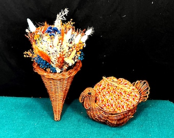 Wicker Turkey Basket and Cornucopia Basket