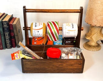 Homemade Wooden Tote with Handle and Paper Towel Holder