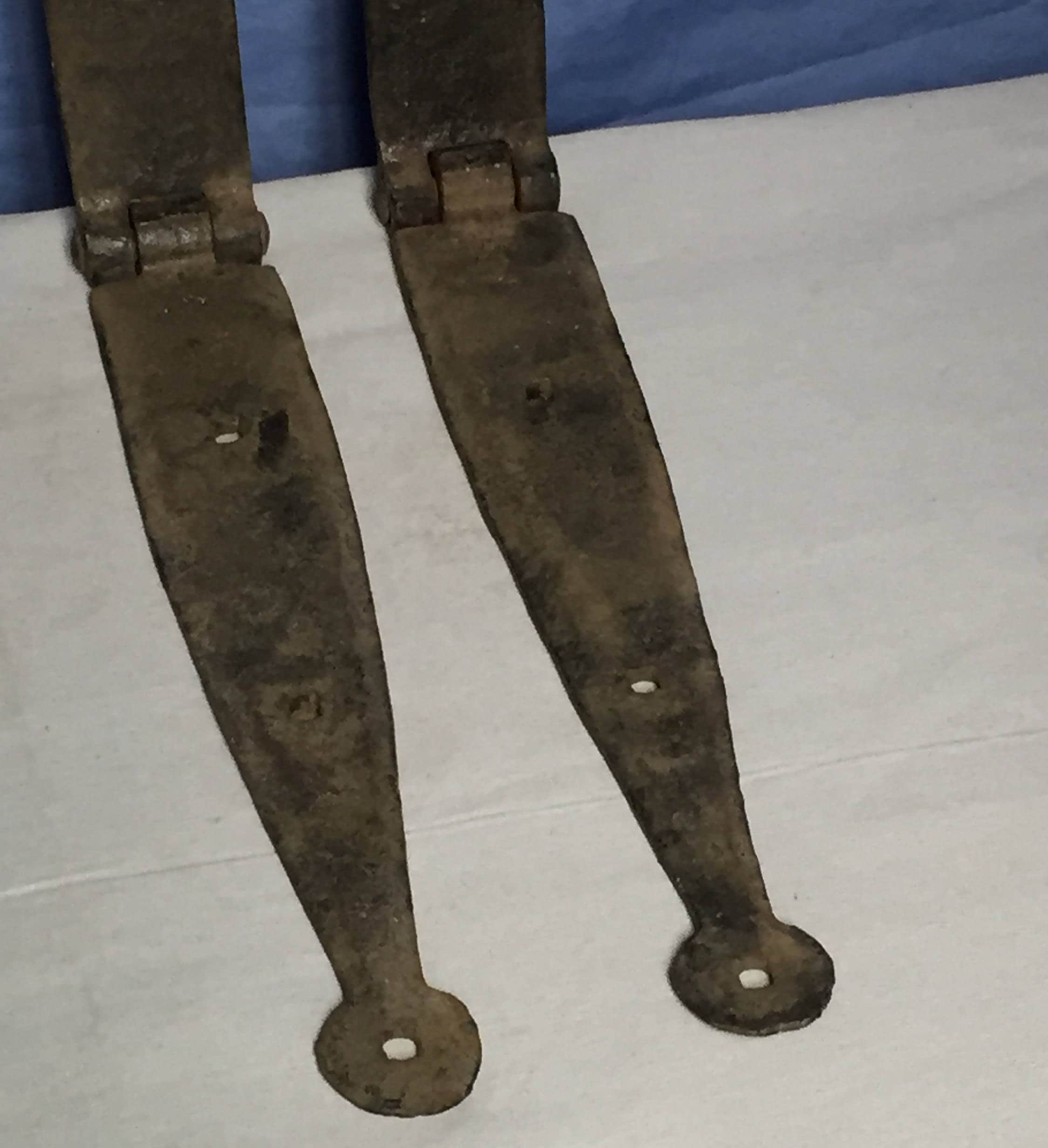 Pair of 22.5 Antique, Hand Iron Strap Hinges, Barn Door Hinges