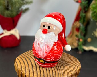 Small 2-1/4" tall, Hand Blown Glass Santa