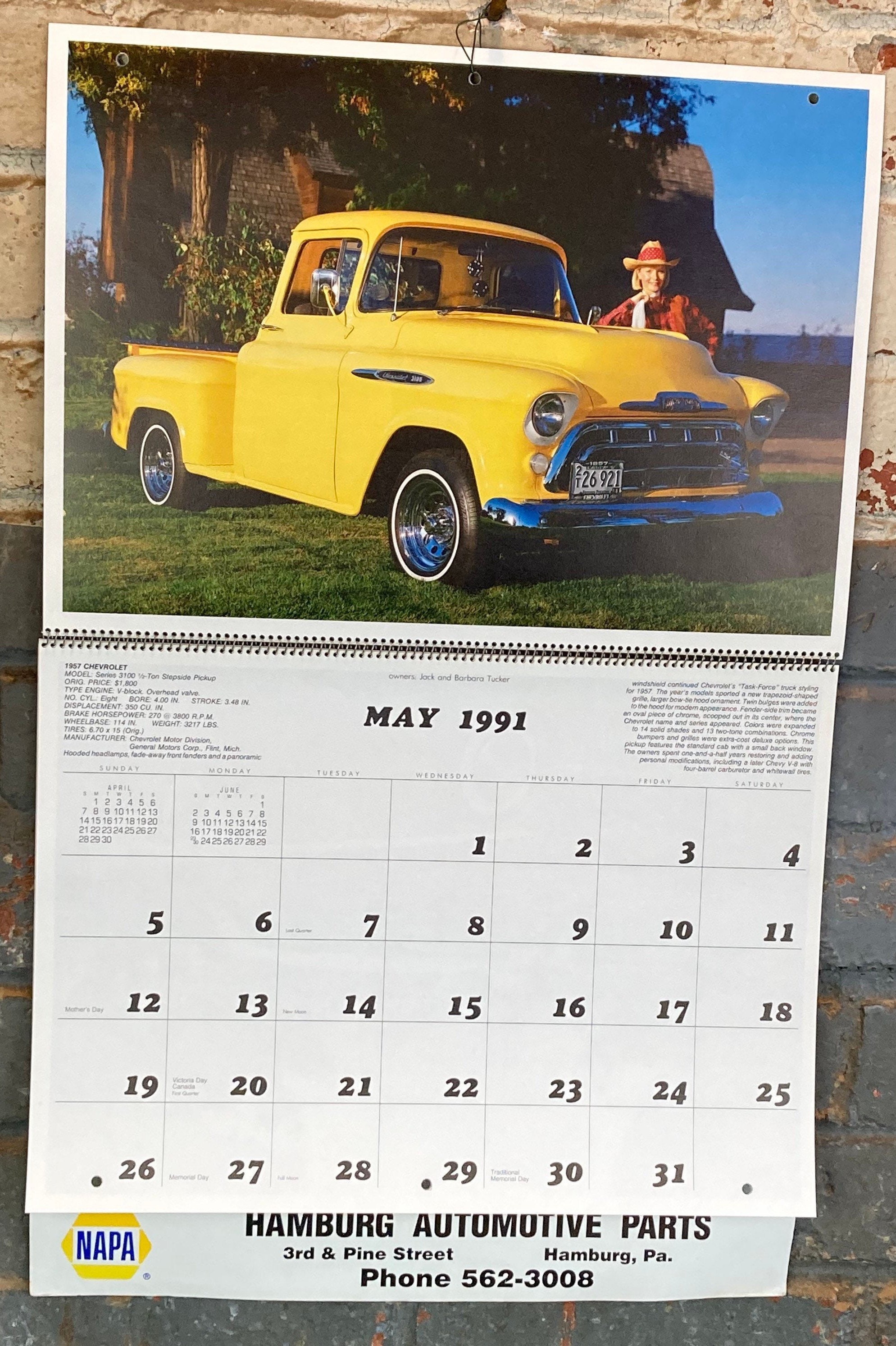3 NAPA Auto Parts Classic Car Calendars, 1984, 1991, 1992, Automobiliana