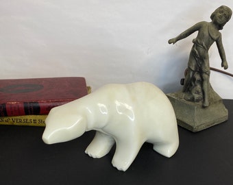 Polar Bear, Hand Carved Marble Bear, Original Sculpture by Michael Binkley