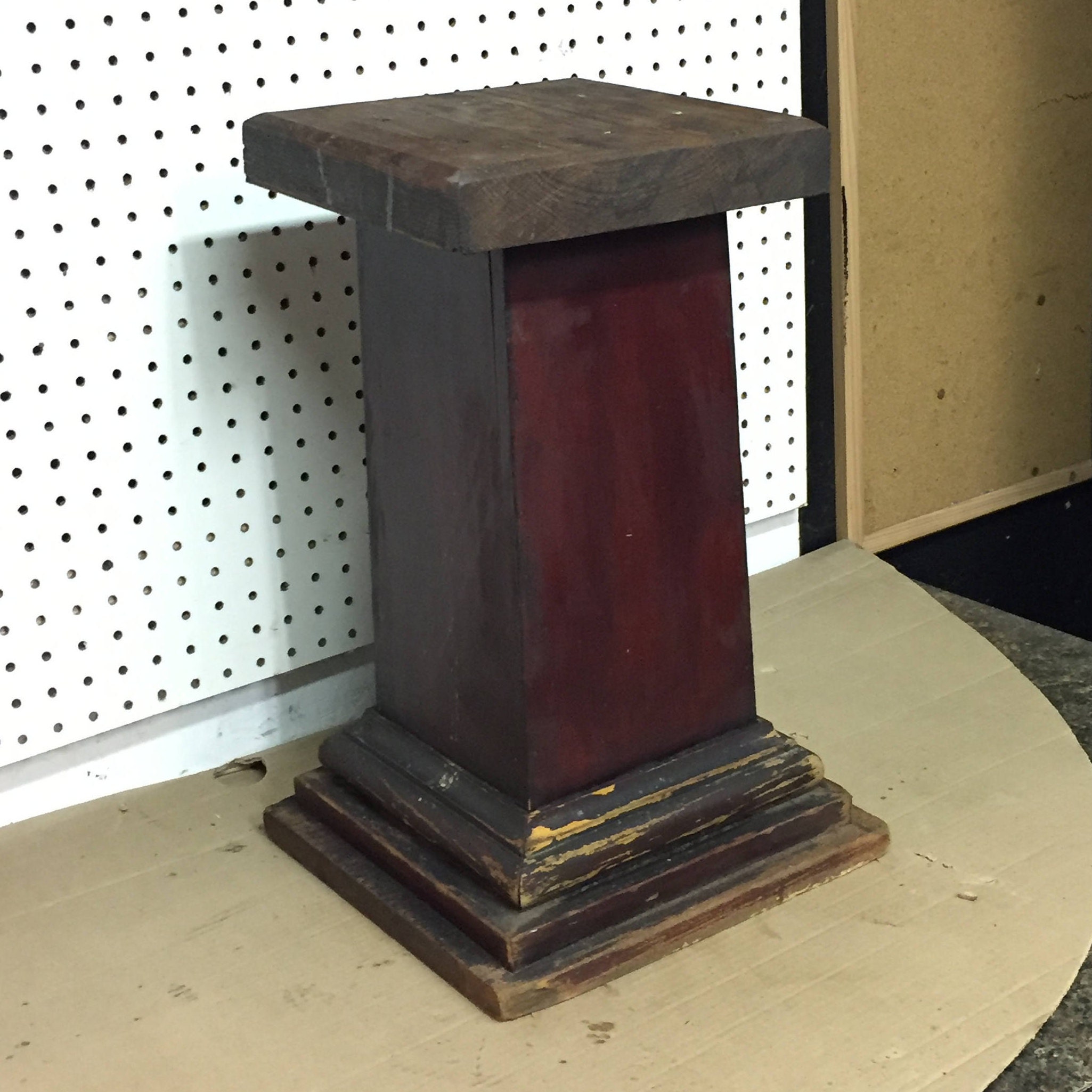 An Original Antique Architectural Dark Wood Pedestal Plant Stand 20