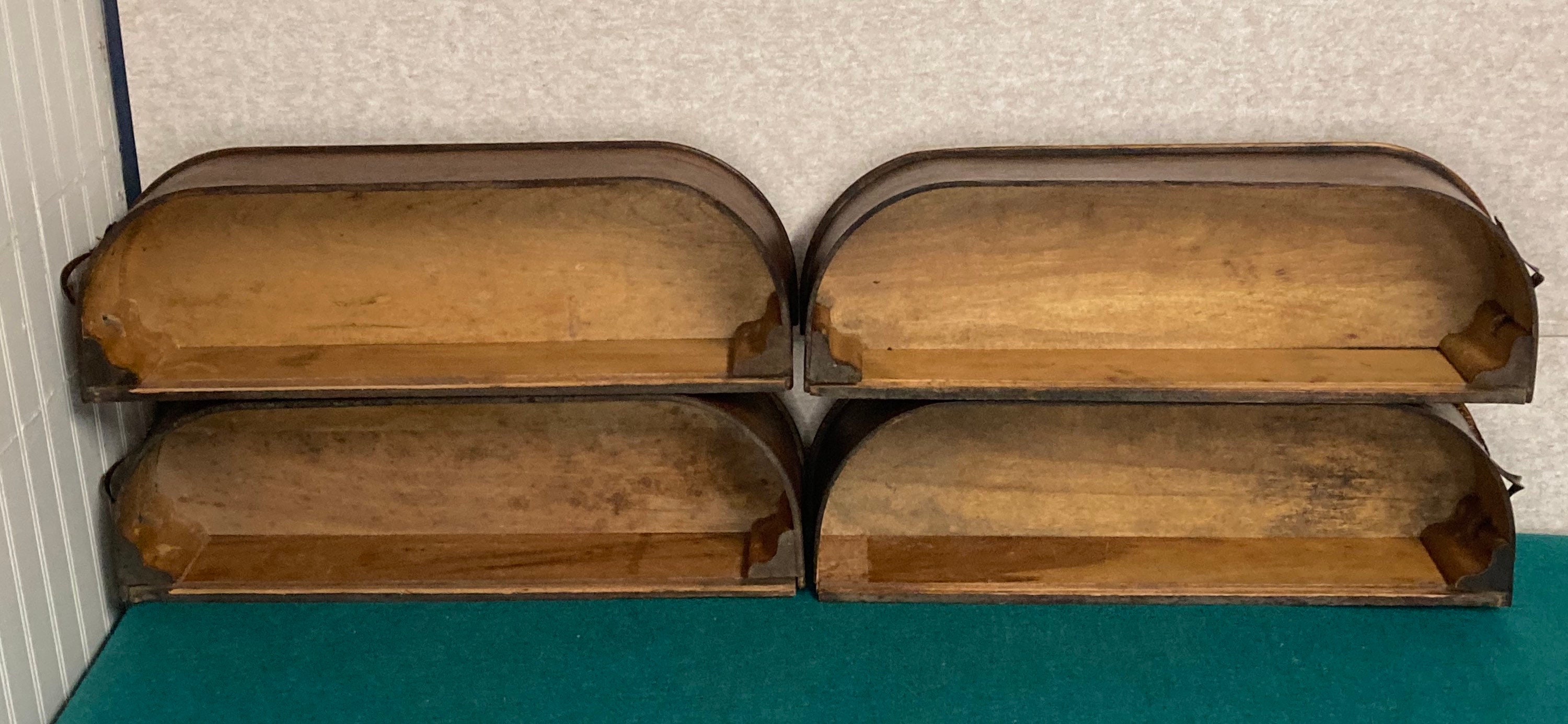 4 Singer Rounded Oak Sewing Machine Wooden Drawers with Iron