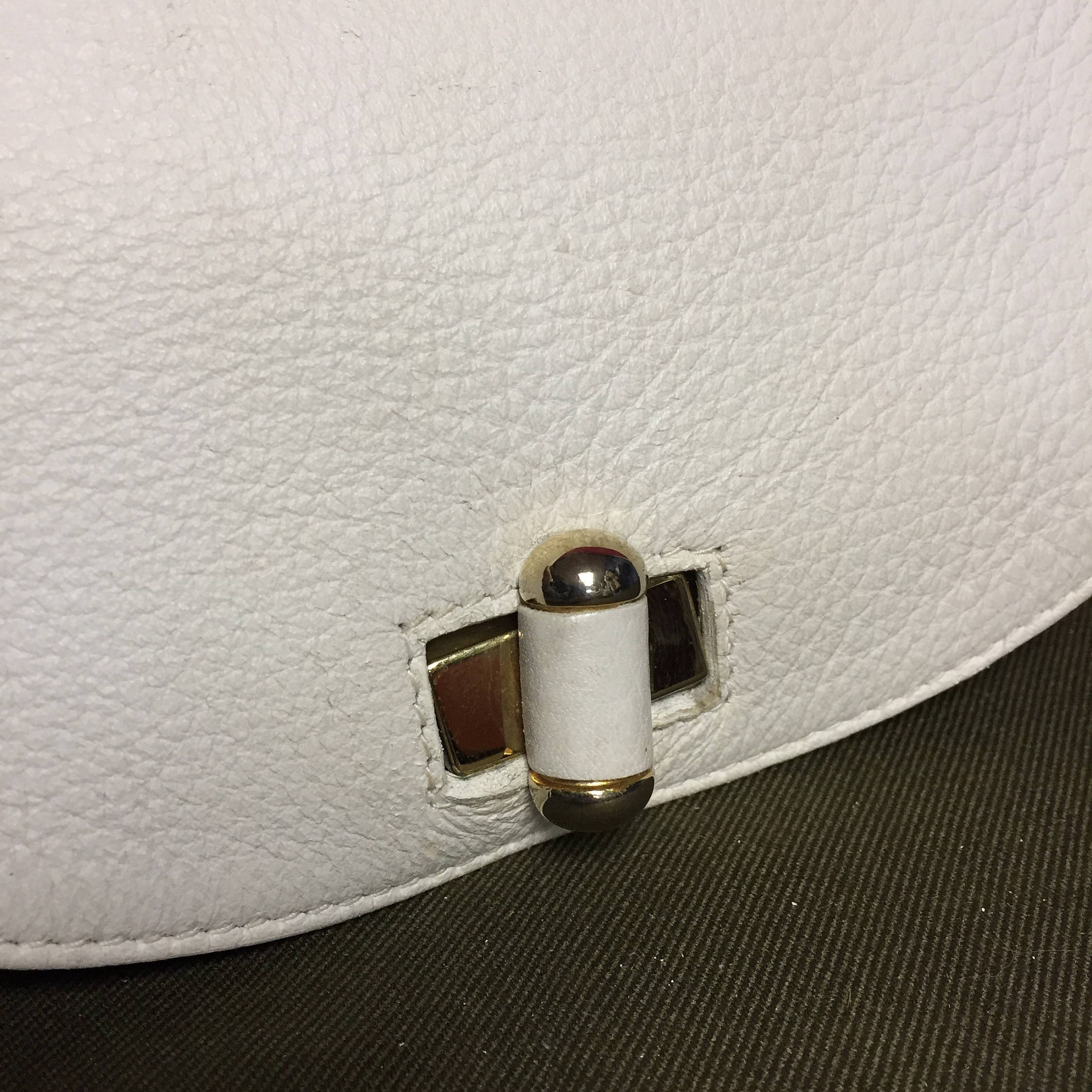 White Leather Furla Purse, White Saddle Bag, Shoulder Bag Made in Italy