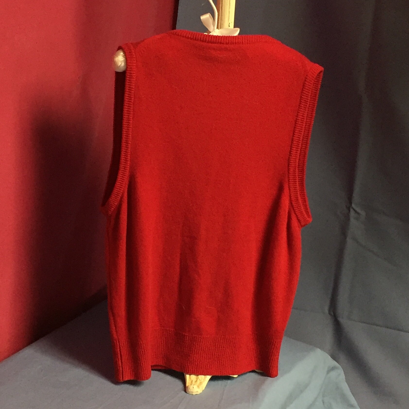 Vintage Red Cashmere Sweater Vest, Small Red Vest