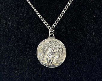 Lumin Sterling Silver Jesus Christ Pendant on Silver Tone Chain