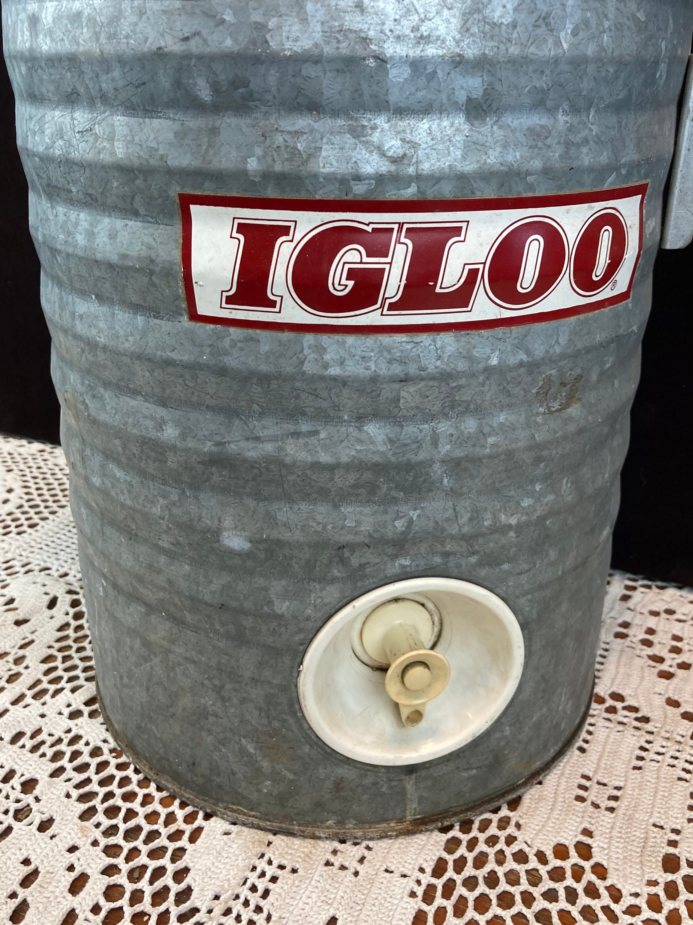 Vintage Igloo 3 Gallon Galvanized Metal Water Jug Cooler, Camping
