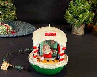 Vintage 1989 Hallmark Keepsake, "Santa's Workshop", Light and Motion Ornament