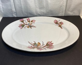 18" Prospect Hill Pottery,  Dale & Davis, Ironstone Oval Platter, Moss Rose, Transferware, Trenton NJ