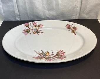 Antique Ironstone Dale & Davis Oval Platter, Transferware Serving Dish, Prospect Hill Pottery Trenton NJ