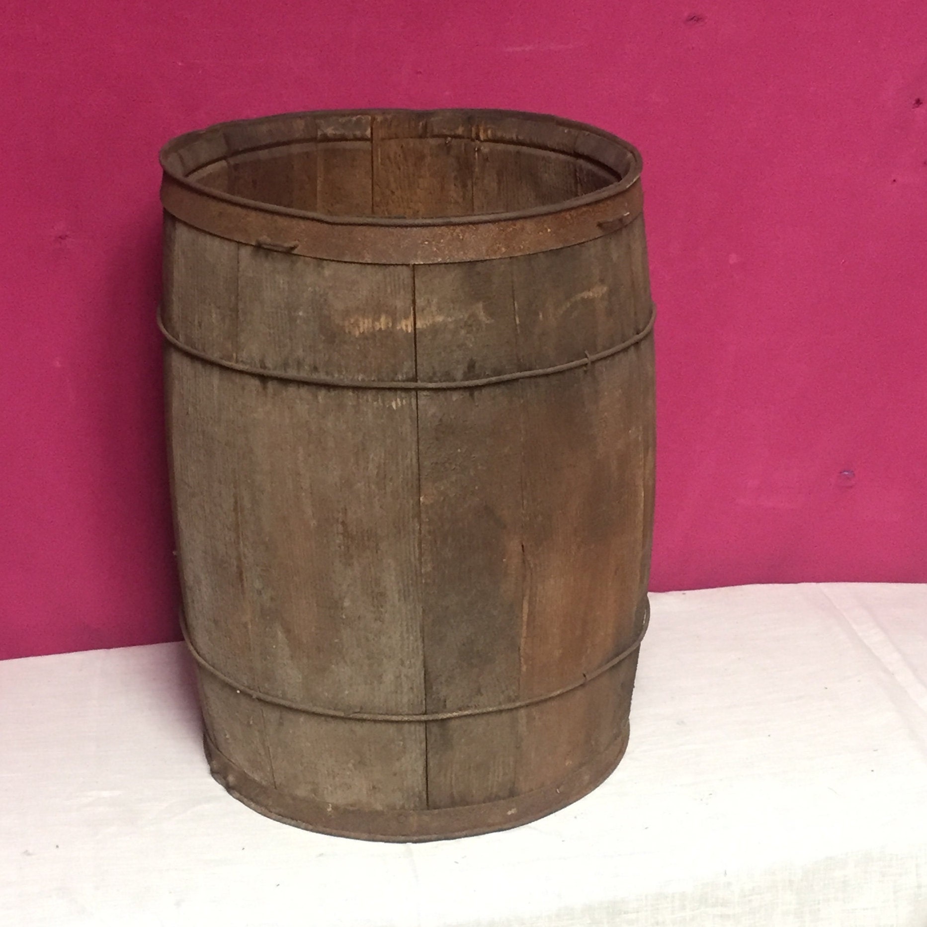 Antique Wooden Nail Keg, Wooden Barrel, Western Decor, Rustic