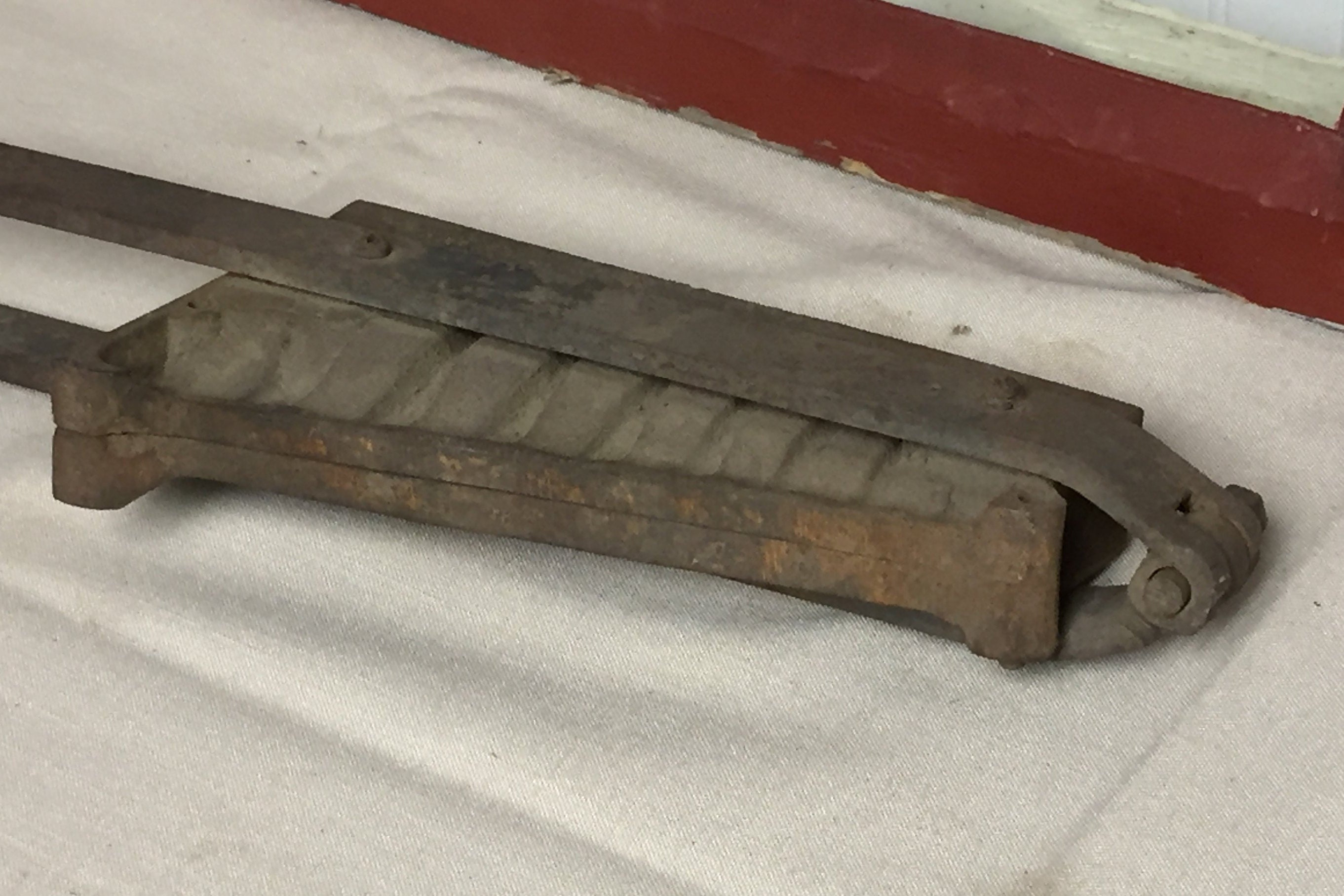 Antique Cast Iron Fishing Lead Sinker Mold 9 Slots with Long Iron Handles