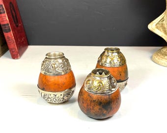 Yerba Mate Gourd Cup with Alpaca Silver, Argentina