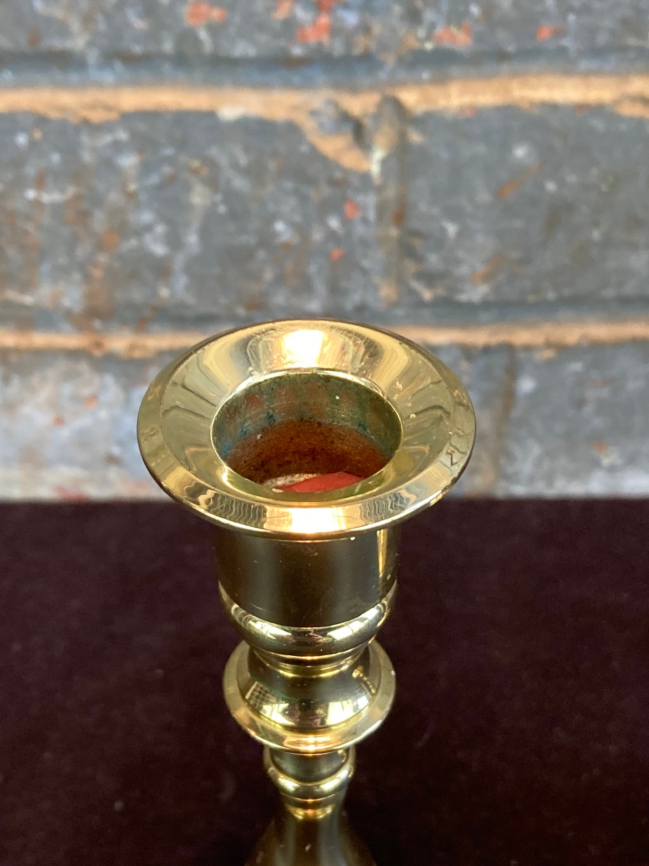 Pair Baldwin Brass Candle Holders, 7 Tall, Solid Brass Candlesticks