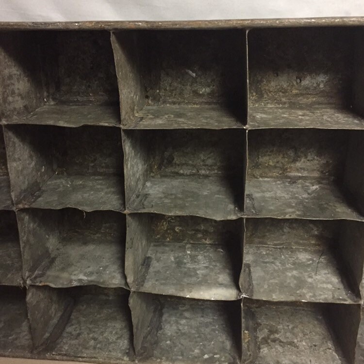 Vintage Industrial Galvanized Steel Parts Bins, 24 Cubbies, Primitive