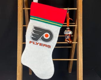 Philadelphia Flyers Hockey Blown Glass Stocking Ornament and Felt Stocking, NHL