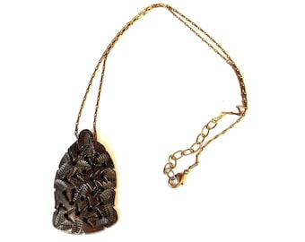 Carved Brown Horn Pendant Necklace