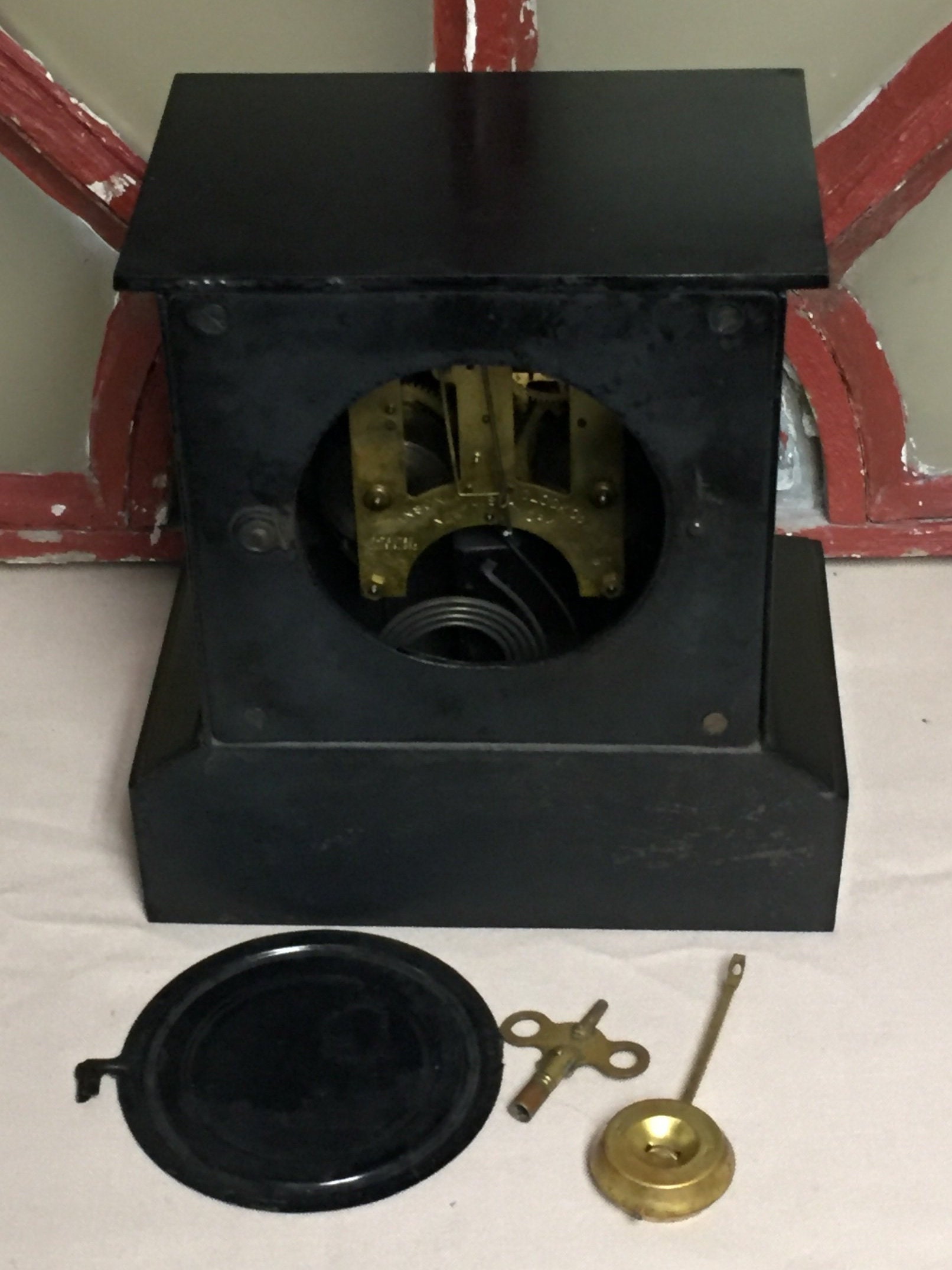 Antique 1900's Ansonia Iron Mantel Clock with Chimes, 7 Day Key Wind