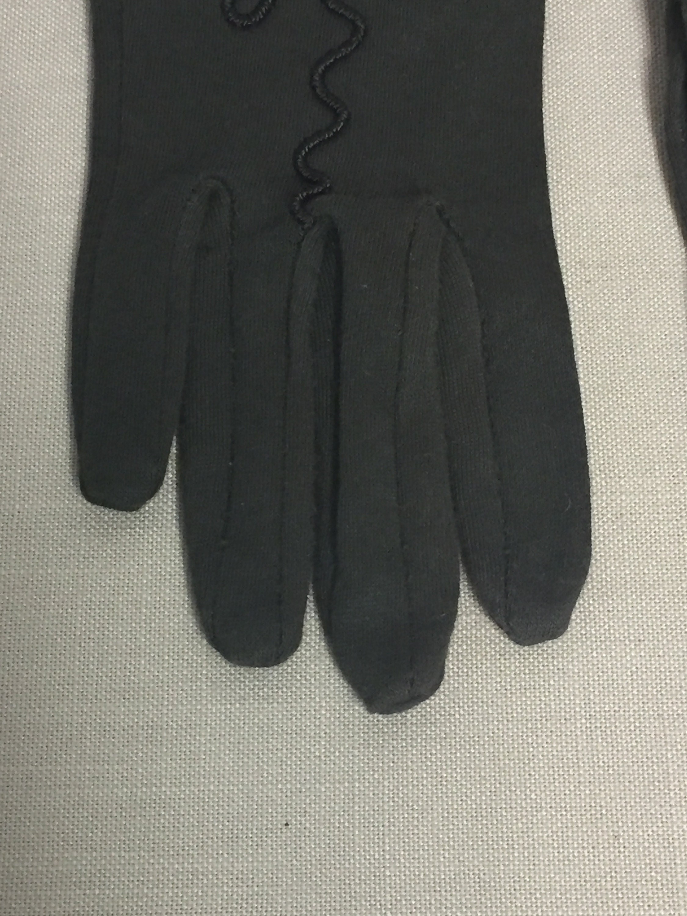 Vintage Atlas Ladies Gloves, Brown Cotton Gloves with Decorative Stitching