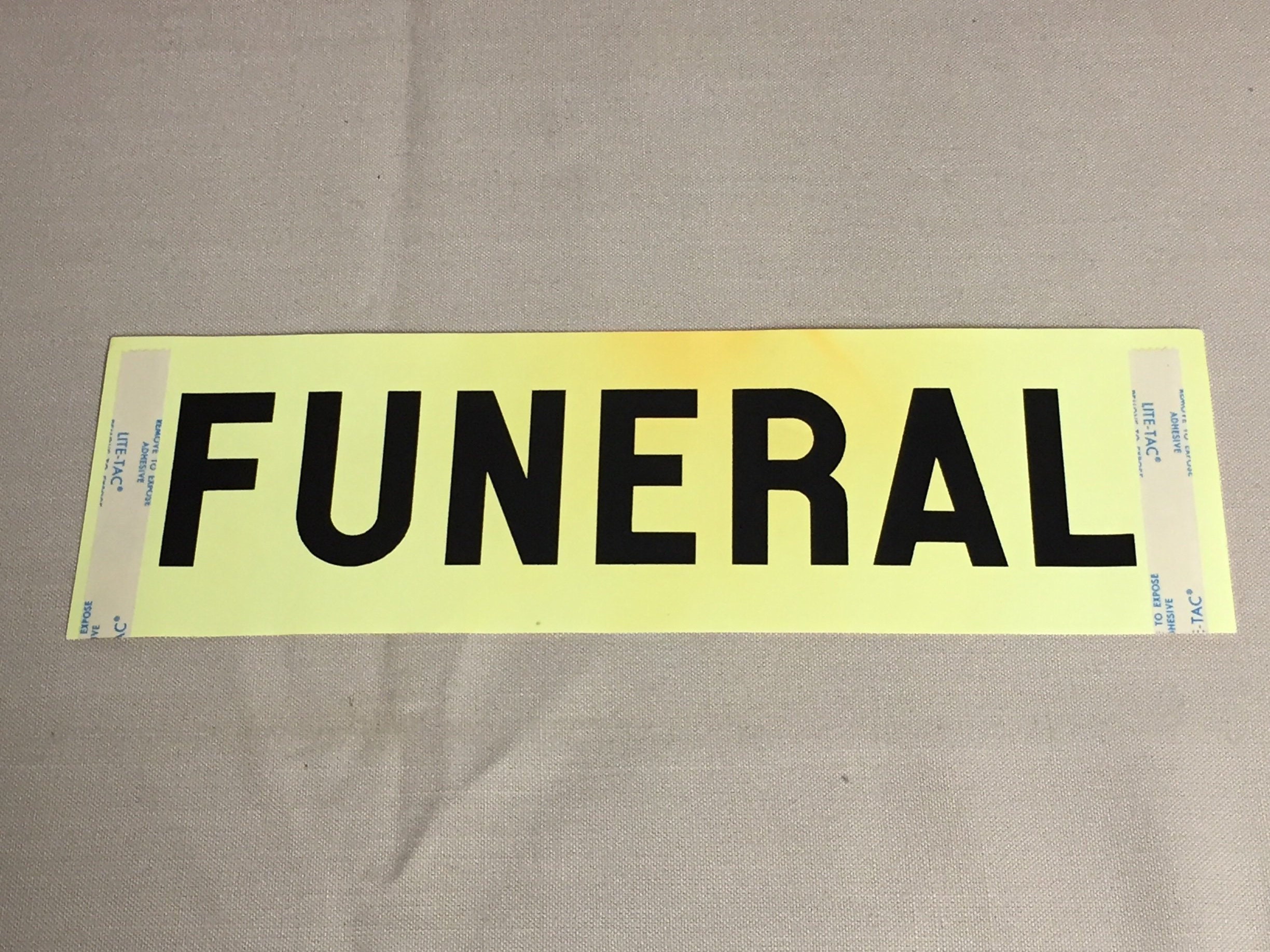 Vintage Funeral Car Sign, Funeral Procession Sticker, Mortuary