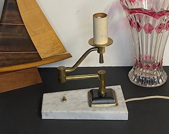 Vintage Brass Piano Bankers Lamp with Marble Base, Student Desk Lamp