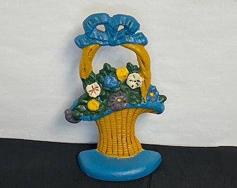 Cast Iron Flower Basket Doorstop, Bookend