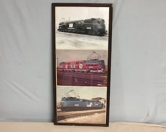 3 Large Pa Railroad Framed Vintage Train Photographs , PC GG1 4800, Conrail, PRR