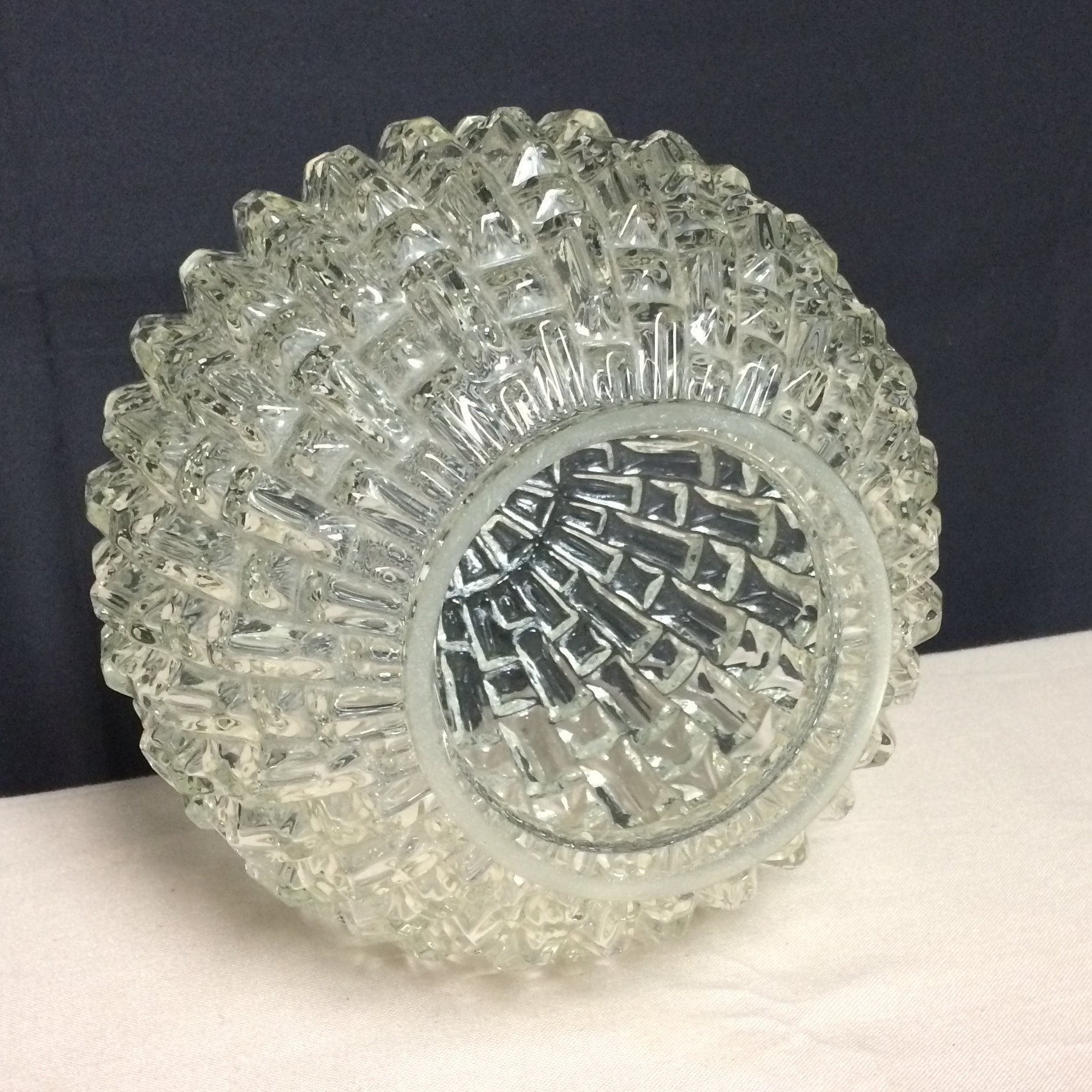 Vintage Cut Glass Pendant Ball Light Globe Shade, Art Deco Round Ball