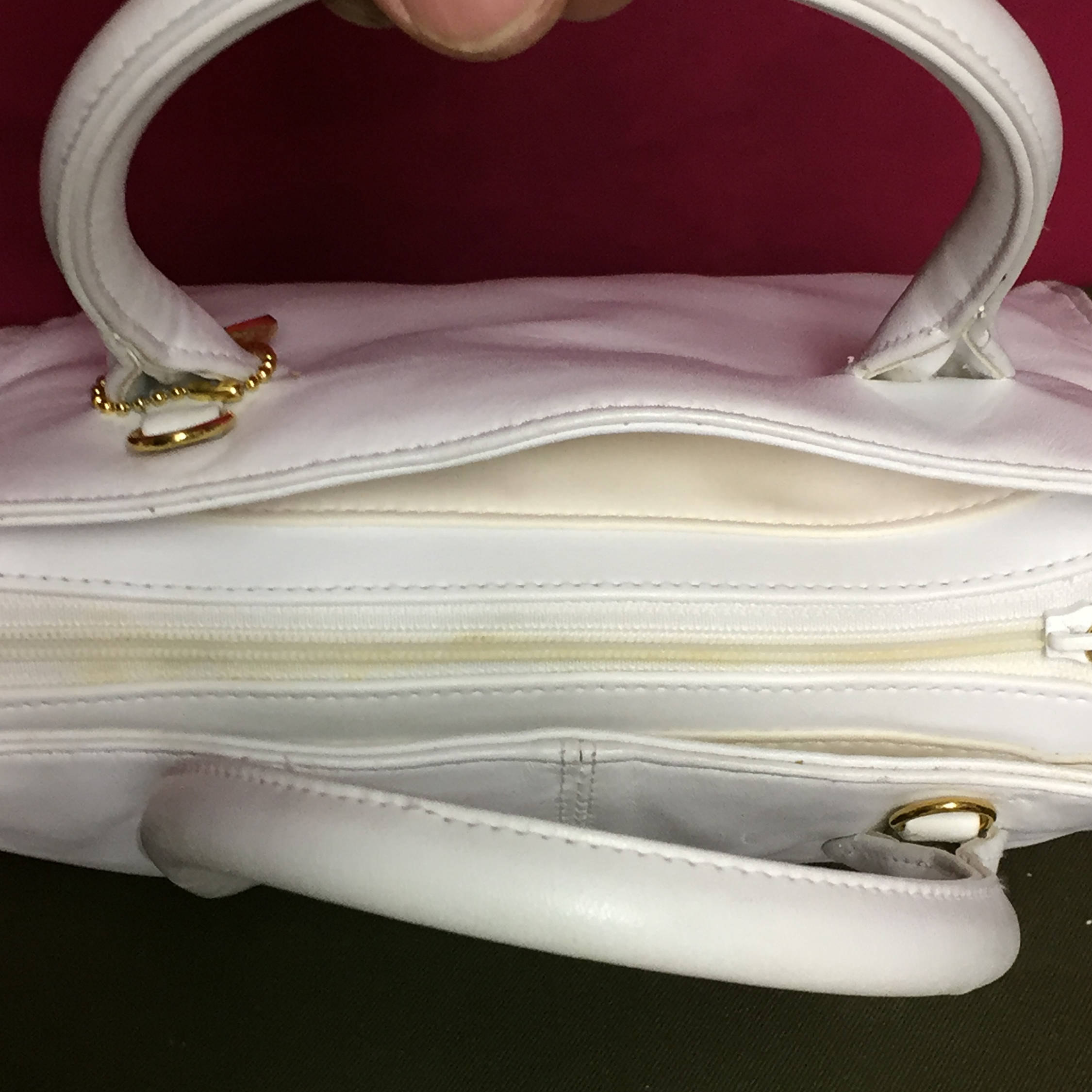 Vintage Giani Bernini, White Leather Handbag,