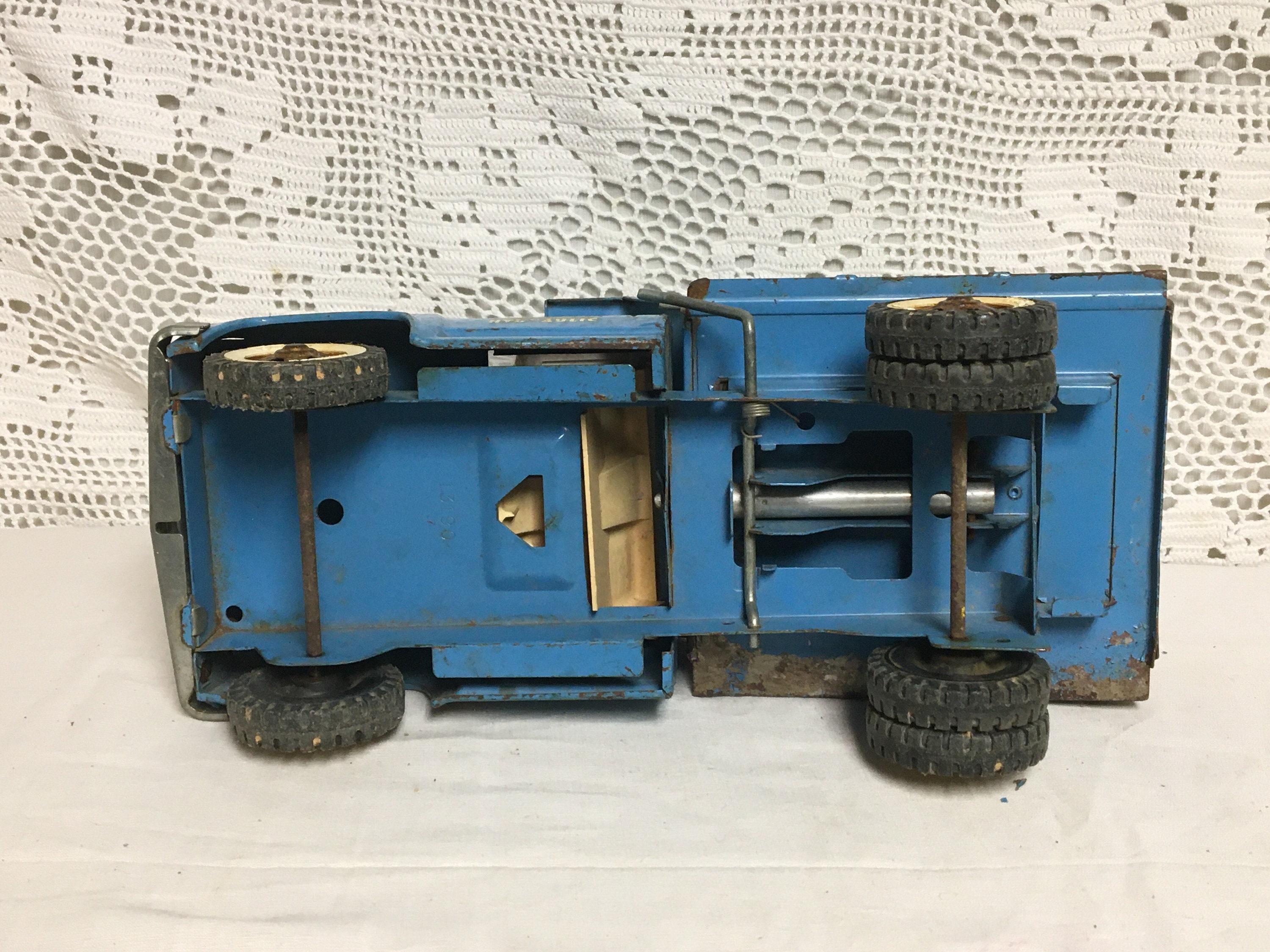 1960's Tonka Hydraulic Dump Truck, Blue and White, Pressed Steel