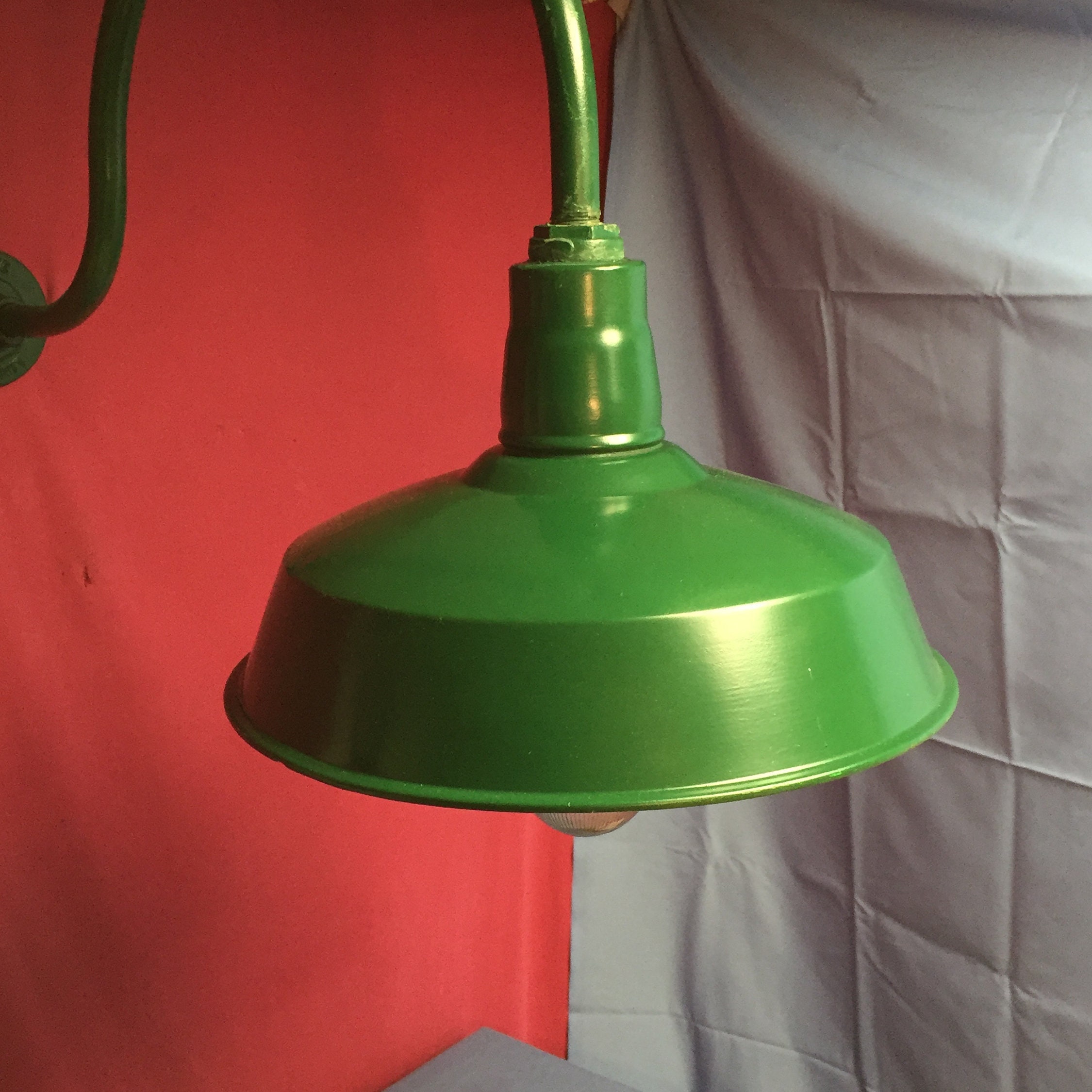 Old Original Green ABOLITE Gooseneck Barn Light Enamel ...