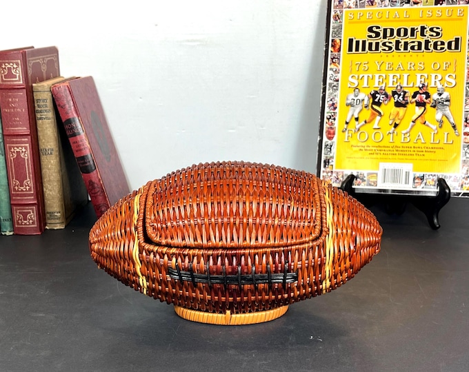 Featured listing image: Wicker Football Shaped Basket with Lid