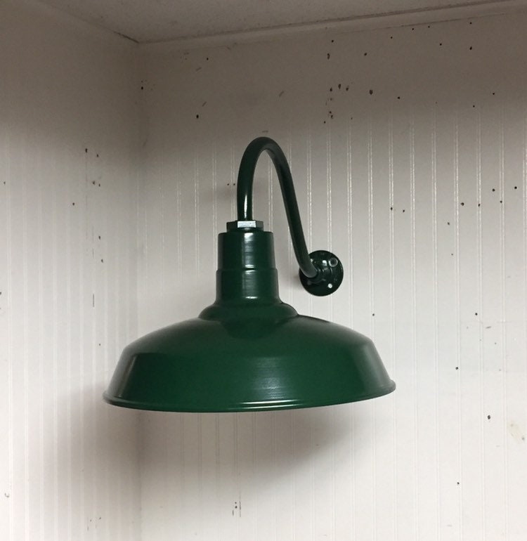 Industrial Green Gooseneck 16 Barn Light, Gas Station Light Fixture