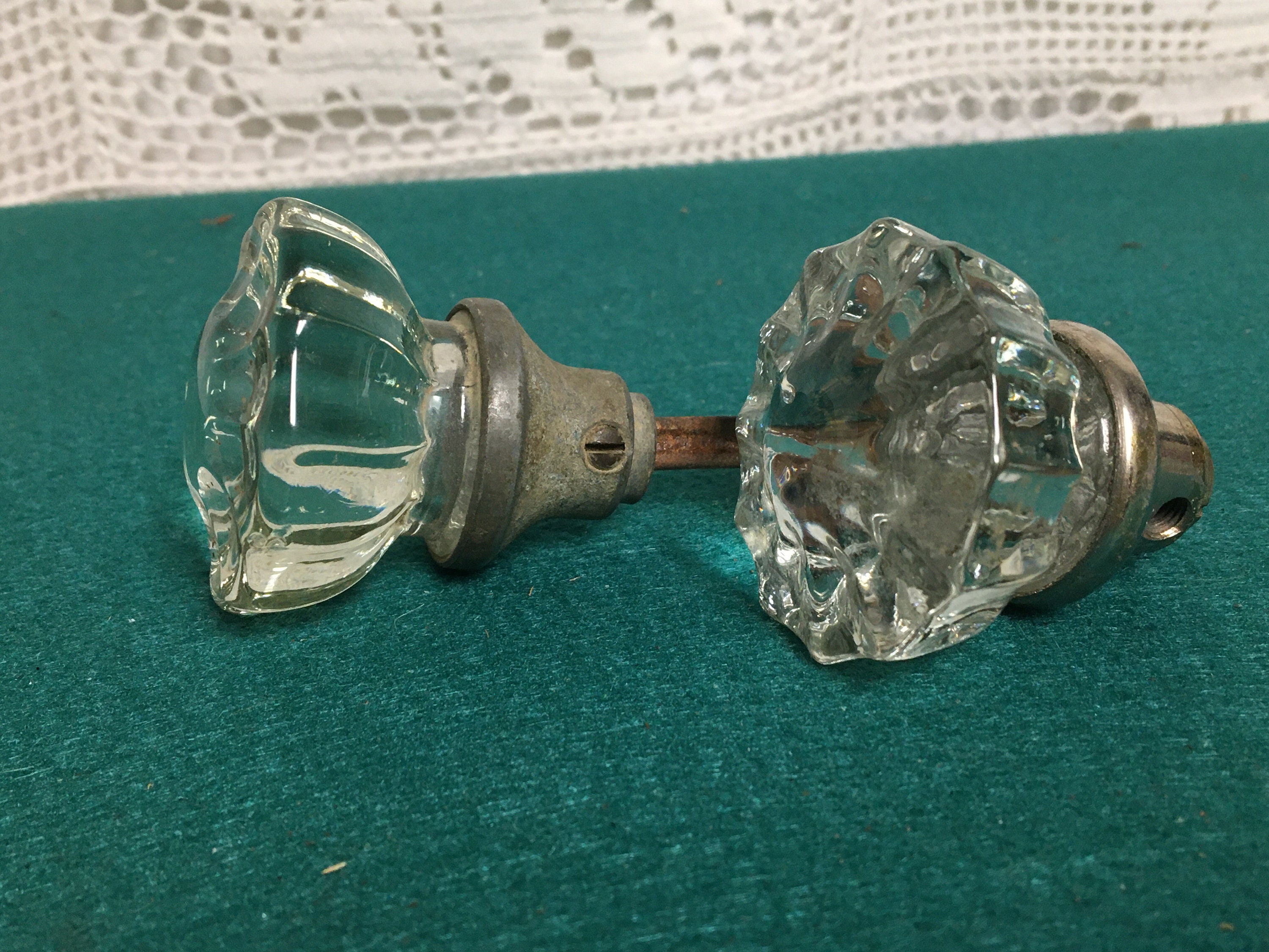 Antique Glass Door Knobs, Vintage Door Hardware, Architectural Salvage
