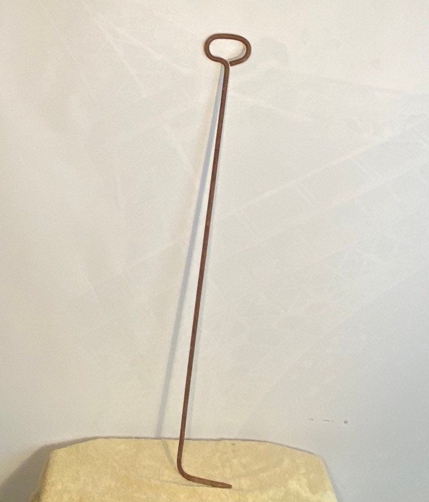 Antique Large 40 Hand Iron Fireplace Log Poker, Primitive