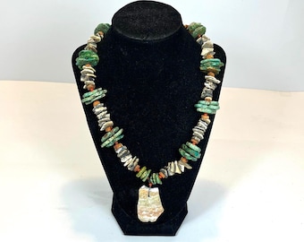 Turquoise and Mother of Pearl Shell Necklace