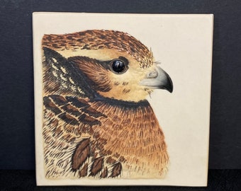 Quail Art Tile, Porcelain Bas Relief, Ceramic Quail Tile by Ron Goeke