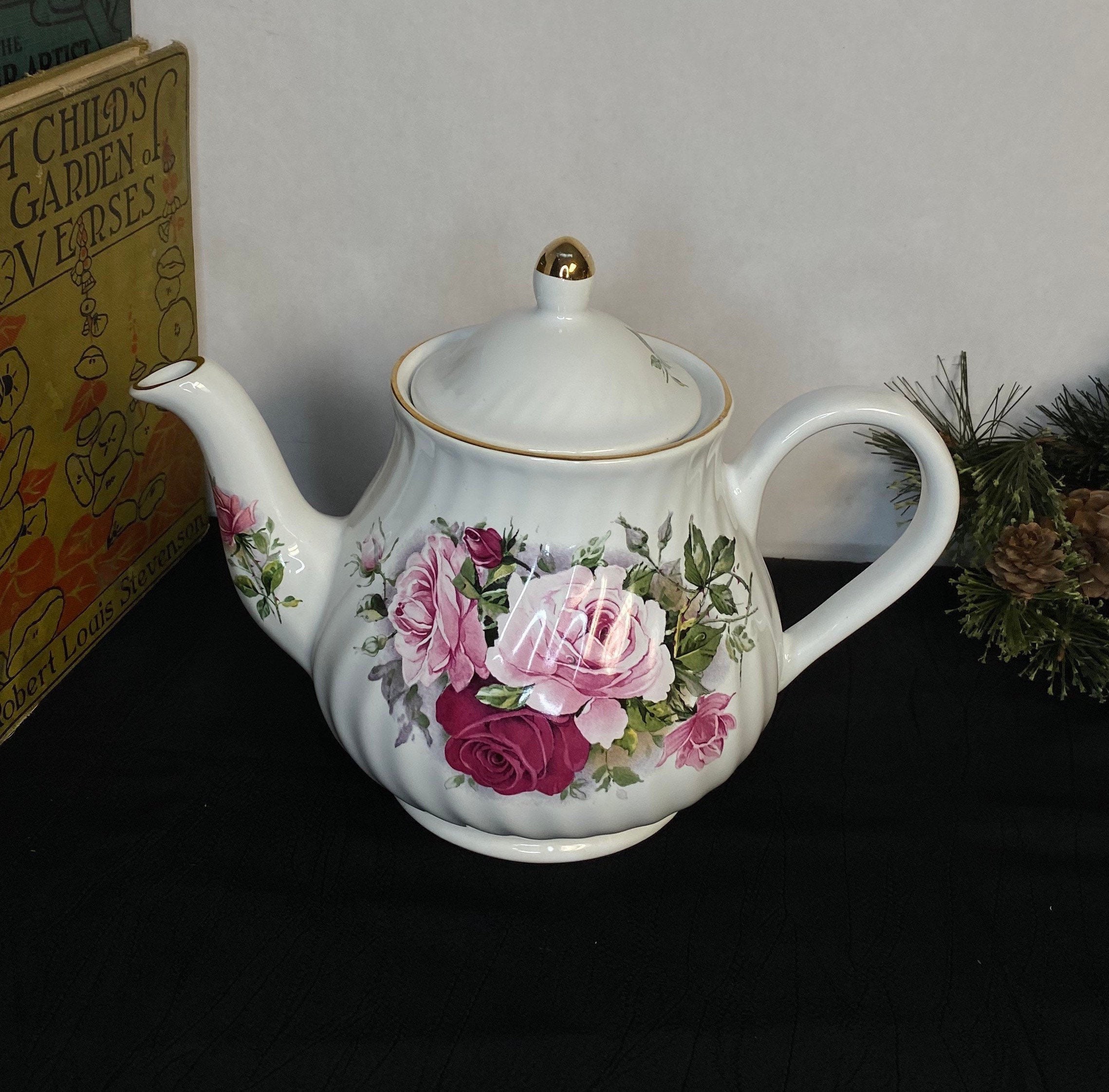 Arthur Wood & Son Teapot, Staffordshire England, Rose Pattern