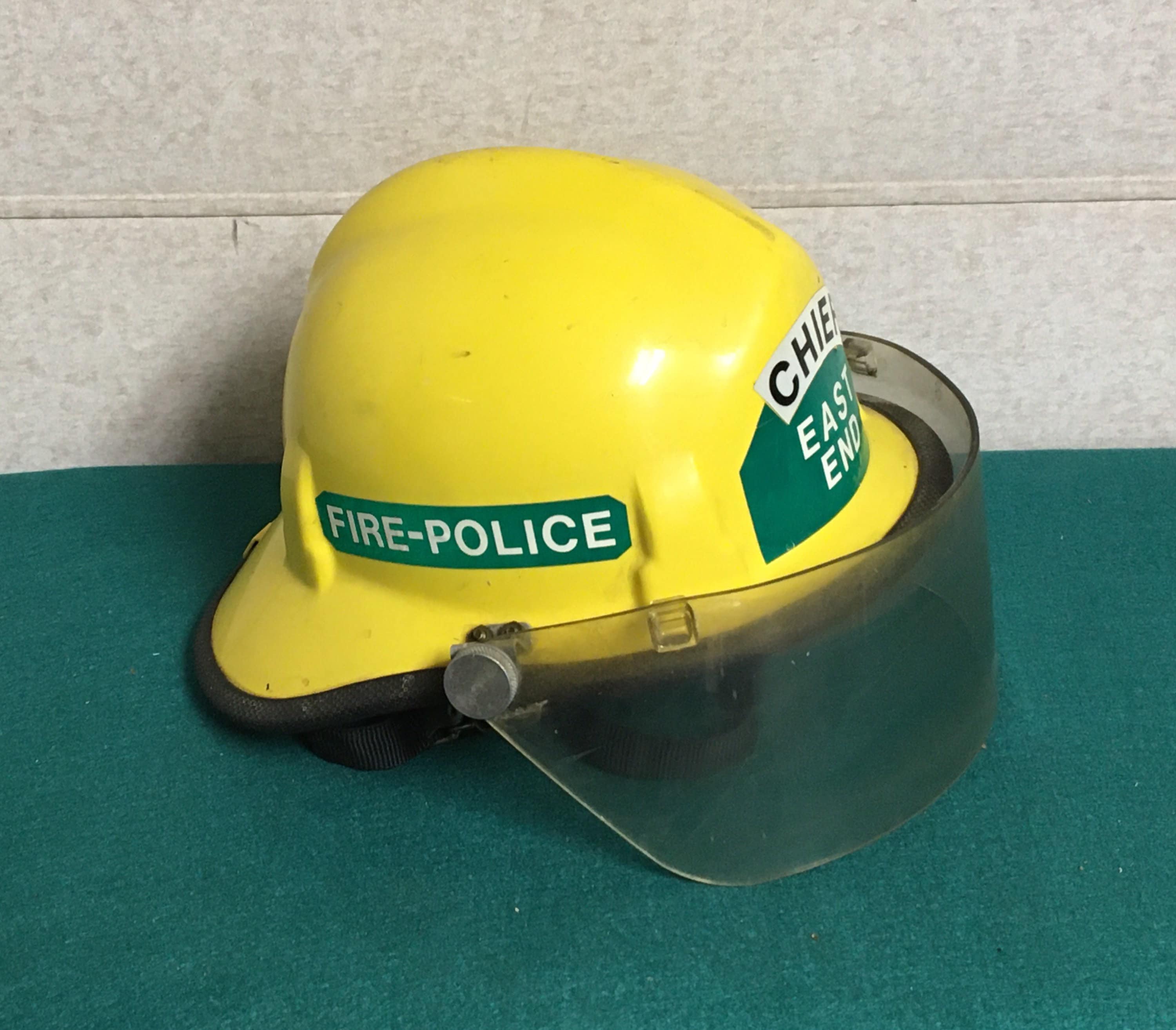 Authentic Cairns & Brothers Yellow Firefighter Helmet, Fire Police