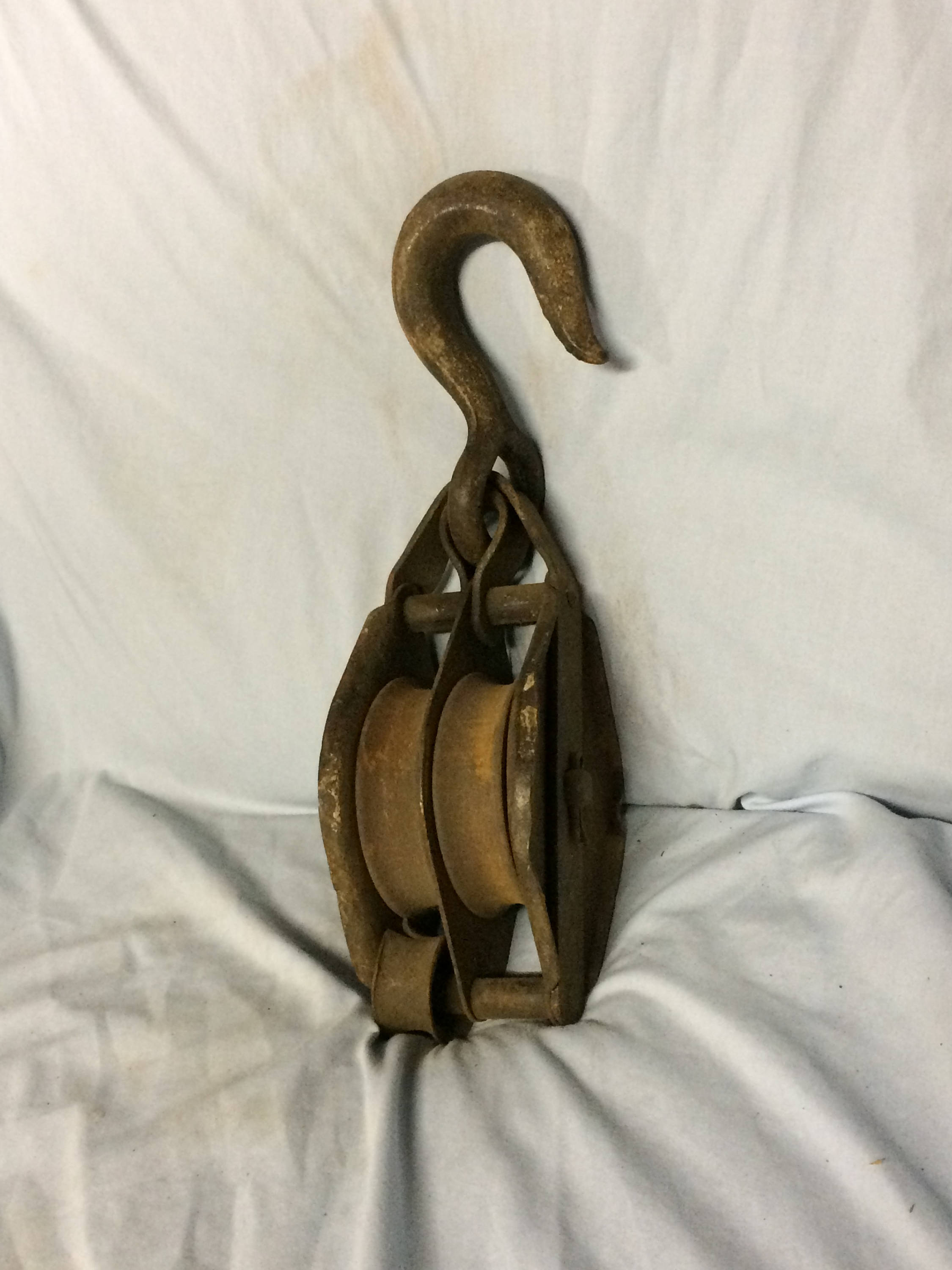 Vintage Double Iron Barn Pulley Block and Tackle Pulley Vintage Rustic