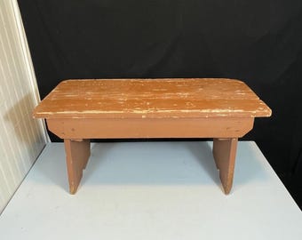 Handmade, Shabby Rustic Wooden Step Stool Bench, Distressed