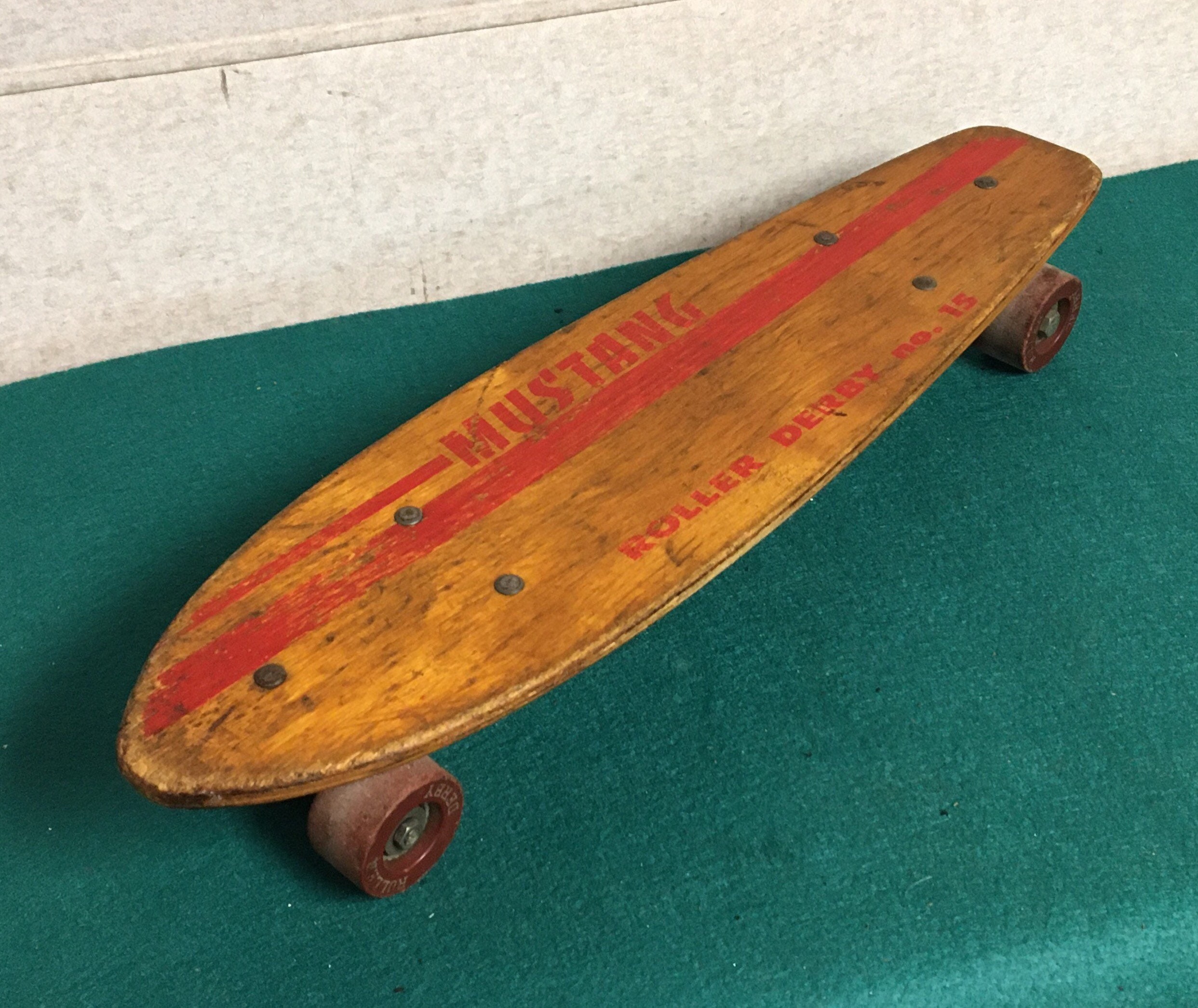 1950'S Mustang Roller Derby 15 Wooden Skateboard, Retro Steampunk