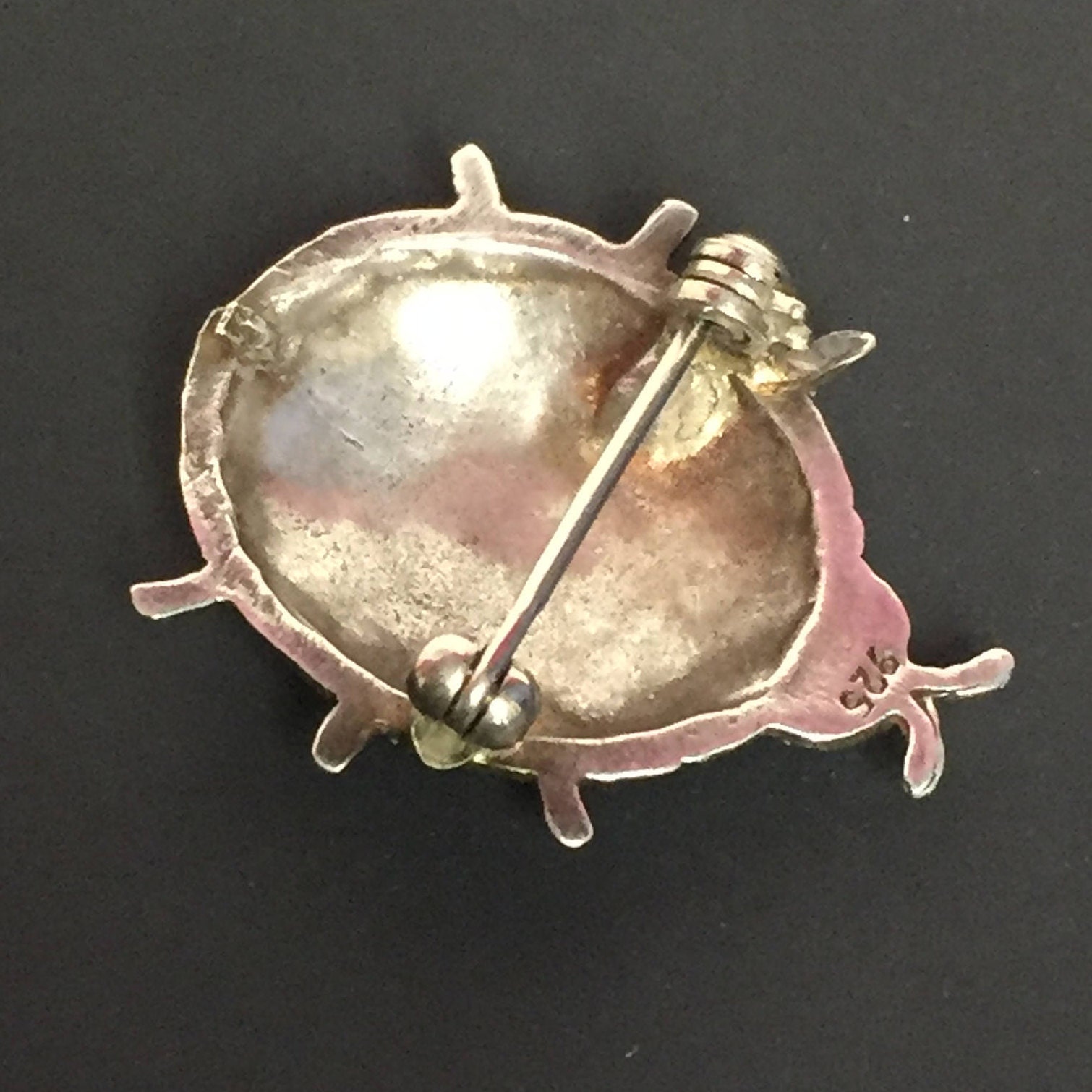 Vintage Sterling Silver and Enamel, Ladybug Brooch, Pin, Beetle Pin