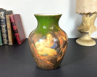 Ceramic Vase with Decoupaged Nativity Scene