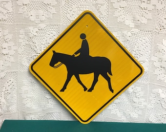 An Authentic Horse Crossing Road Sign, Pennsylvania Highway Sign