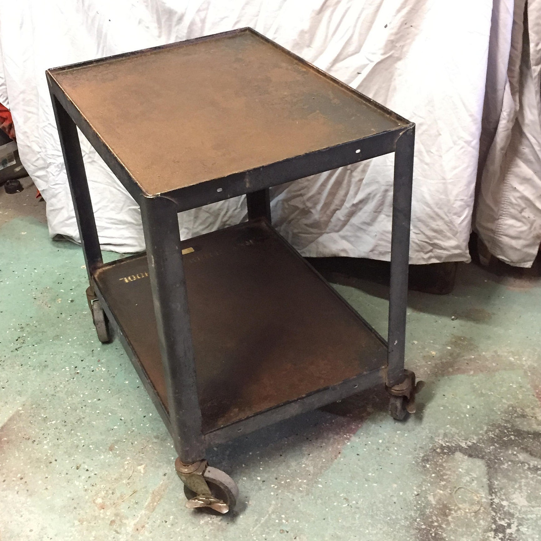 Vintage Industrial Steel Rolling Cart Bar Serving Cart Kitchen Cart Printer Cart Tool Cart Gas