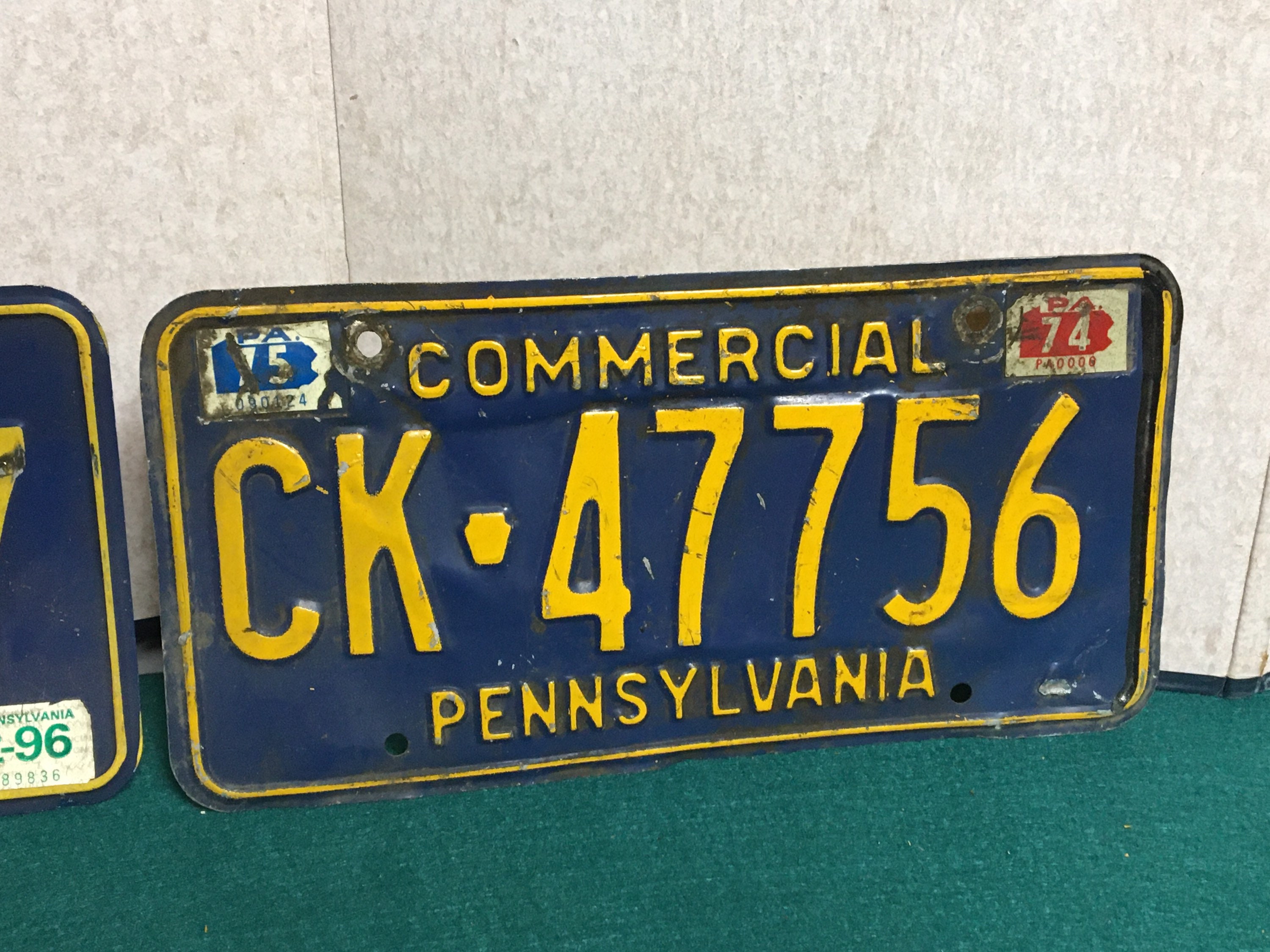 Set of 4 Vintage Pennsylvania License Plates, Car Truck 1970's 1980's