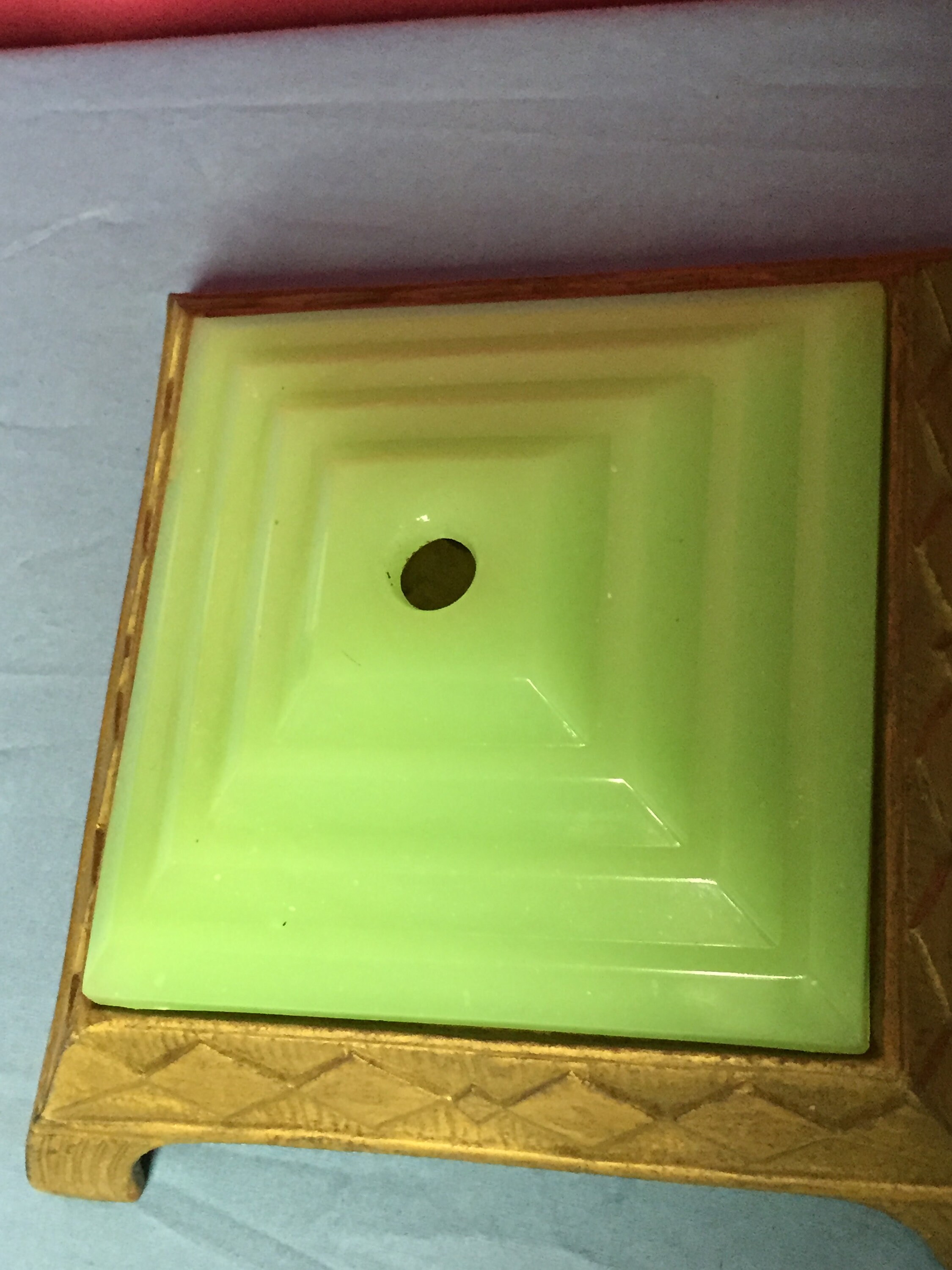 Antique Cast Iron Jadeite Floor Lamp Base, Floor Lamp Parts, Green Jade Smoking Stand Footed